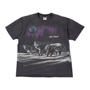 Vtg 90s Oneita New Mexico Wolves AOP T-Shirt Men's XL Made in USA San Segal